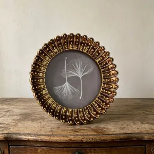Vintage gold French court style resin photo frame with elegant beaded relief design