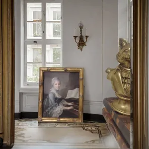 Europäischer Vintage Harz Fotorahmen Barock Gold Bambustextur Geschnitzter Bilderrahmen Klassisches Porträt Ölgemälde Halter Für Wandbehang Tischplatte Wohnzimmer Schlafzimmer Wohnkultur Kunst Display