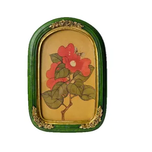 Vintage French court style embossed resin photo frame with floral art painting