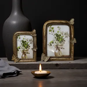 Cornice portafoto farfalla vintage stile europeo di lusso intagliato decorazione da tavolo