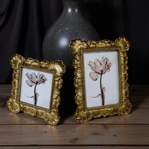 Vintage gold photo frame baroque embossed picture frame for home decor desktop display