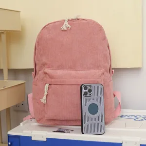 Elegante mochila grande de pana rosa para mujer, ideal para la escuela y viajes diarios casuales