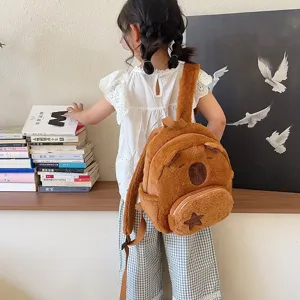 Adorabile zainetto di peluche Capibara marrone per bambine, zaino scolastico stile giapponese.