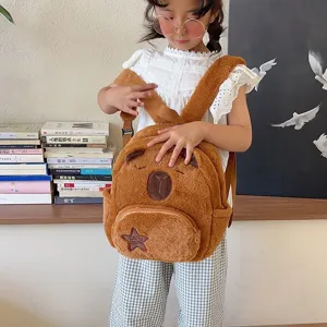 Simpatico zaino in peluche Capybara marrone per ragazze con morbida ecopelliccia