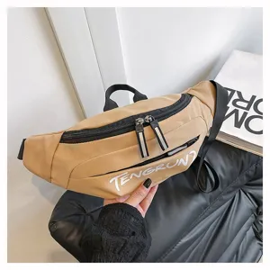 Detailansicht der khakifarbenen Workwear-Brusttasche mit TENGRUN-Aufdruck auf Kissen