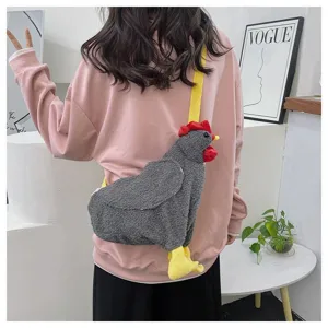 Süße Plüsch-Hähnchen-Umhängetasche für Damen mit einem kreativen Comic-Tierdesign