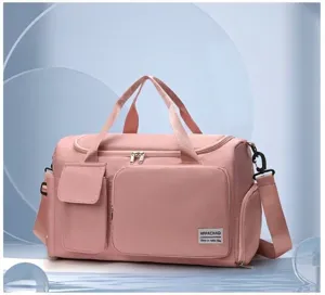 Bolso de viaje rosa de gran capacidad con separación seco-húmedo para deportes