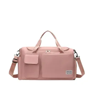 Bolsa de gimnasio rosa de gran capacidad con separación seco/húmedo para deporte.