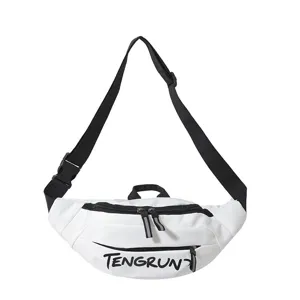 Minimalistische weiße TENGRUN Sport-Gürteltasche für Herren und Damen, Freizeittasche