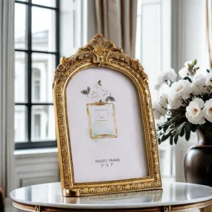Vintage gold arch photo frame 5x7 inch, decorative table ornament for bedroom living room.