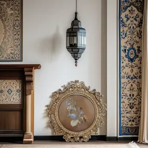Vintage ornate round picture frame and mirror detail view for luxury home decor and wall art.