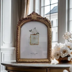 Vintage Gold Photo Frame 6x8 Inches European Baroque Picture Frame for Tabletop Decor