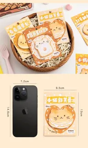 Comparaison de taille de notes autocollantes mignonnes en forme de nourriture et smartphone