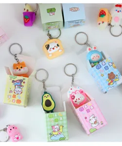 Coffret de porte-clés animaux de dessin animé avec emballage surprise coloré