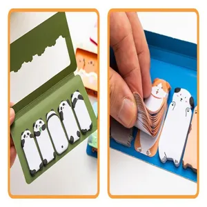Detailed macro view of cute animal shaped sticky notes showing individual adhesive layers