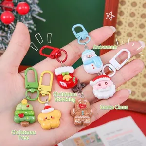 Variety of cute cartoon Christmas character keychains for student bag accessories and gifts.