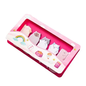 Cute animal shaped sticky notes index tabs for students, cat design office stationery