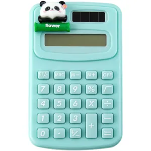 Schattige Panda Mini Rekenmachine Draagbare Student Kantoor Kleine Elektronische Rekenmachine Mintgroen Hars Dier Figuur Kantoorbenodigdheden