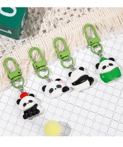 Cute panda resin keychain charm, mini bag pendant accessory for kids and students backpack decoration.