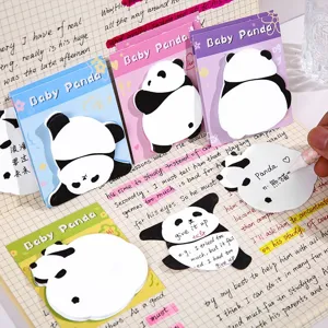 Notes Autocollantes Mignonnes en Forme de Panda de Dessin Animé Blocs-Notes en Papier Auto-Adhésifs Créatifs Papiers de Notes pour la Décoration de Journal de Bureau d'Étudiant Papeterie