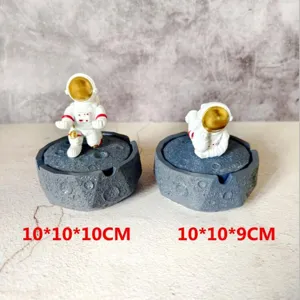 Creative astronaut moon surface resin desktop ornament and ashtray for home decor gift.