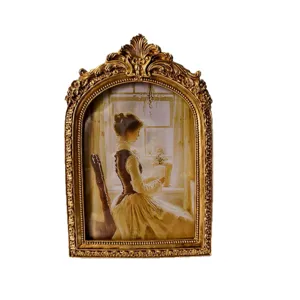European vintage gold resin photo frame arched tabletop decorative ornament bedroom decor