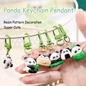 Creative Mini Resin Panda Keychain Cute Cartoon Animal Bag Pendant Backpack Charm Student Toy Gift Keychain