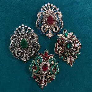 Vintage Barock Palast Stil Strass Brosche Anhänger Zinklegierung Antik Gold Brosche Für Damen Herren Bankett Hochzeit Schmuck
