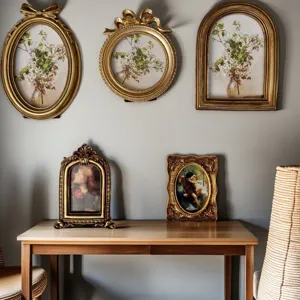 Vintage European gold resin picture frame, ornate decorative photo frame details for home decor.