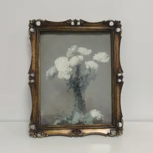 Vintage verzierter Harz-Fotorahmen mit elegantem Blumen-Ölgemälde zur Wanddekoration