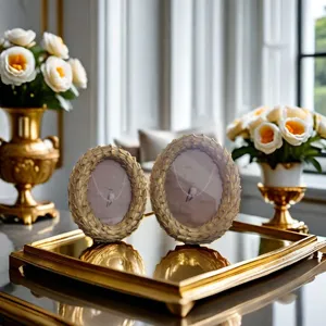 Vintage Resin Photo Frame Set Gold Tabletop Picture Frame for Living Room Decor
