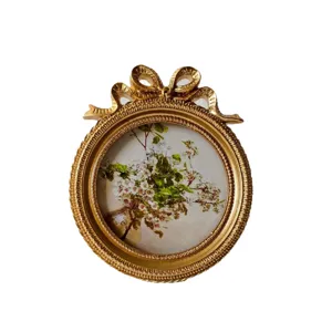 Vintage European oval resin photo frame with bow wall hanging vintage home decor picture frame