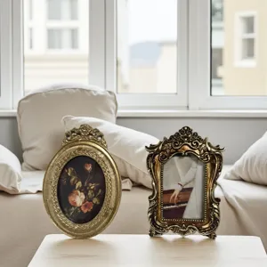 Marco de fotos de resina vintage adorno decorativo para sala de estar y dormitorio hogar.