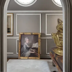 Antiker europäischer goldener Bilderrahmen mit klassischem Porträt Leinwand Wanddekor.
