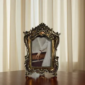 Marco de fotos de resina vintage decoración de mesa adorno oro antiguo estilo europeo