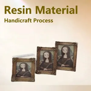 European American Retro Resin Carved Photo Frame Antique Gold Baroque Ornate Picture Frame With Mona Lisa Cartoon Art Print