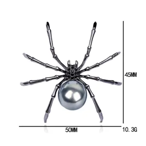 Detail view of spider brooch showing 50mm x 45mm dimensions and 10.3g weight