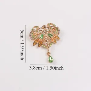 Broche de ángel corazón barroco vintage con colgante de cristal verde para mujer