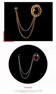Elegante spilla a catena stile vintage con rubino e gemma nera