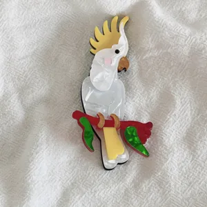Fashion Acrylic Cockatoo Parrot Bird Brooch Cartoon Animal Animal Shape Pin Lapel Badge Suit Bag Accessories For Women Unisex Jewelry