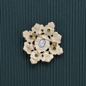 Detailed view of the metal back and pin mechanism of the vintage Baroque brooch