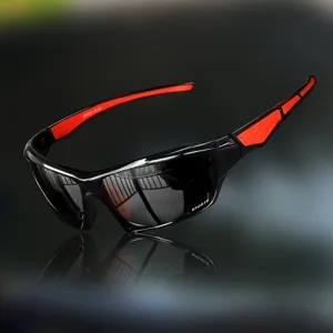 Men's outdoor sports sunglasses for cycling and driving with black and red frame