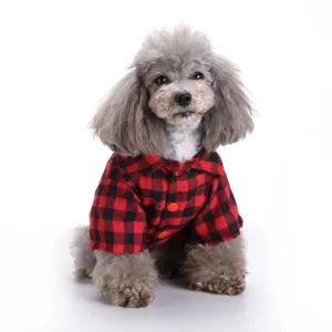 Klassisches rot-schwarzes Karo-Hundehemd, bequeme Haustierbekleidung fur kleine Hunde Welpen.