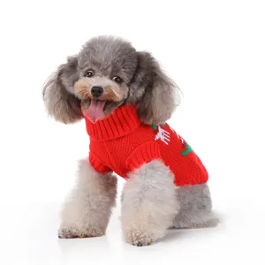 Joli pull de Noel pour chien vetement en tricot rouge vetement chaud pour chiot hiver