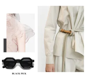 Klobige schwarze geometrische Sonnenbrille mit modischem Styling und Inspirationen