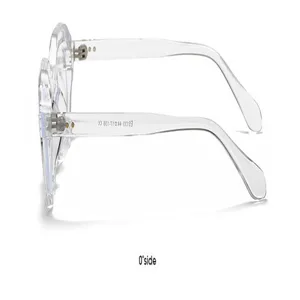 Seitenansicht der klaren transparenten polygonalen Sonnenbrille mit Blaulichtfilter