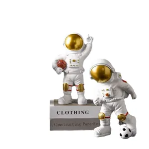 Modern creative astronaut figurines set with gold visors for home office desktop decor