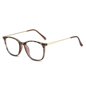 Gafas redondas de carey con cristales transparentes anti-luz azul