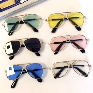 Retro Aviator Pet Sunglasses Metal Frame UV Protection Fashion Decorative Glasses For Cats Small Dogs Trendy Pet Accessory