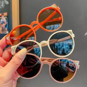 Trendy UV400 cat-ear sunglasses for kids, featuring three stylish colors for girls